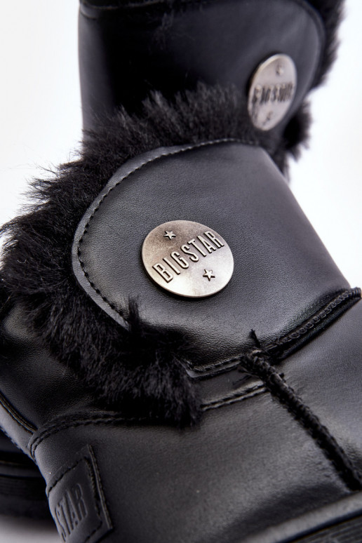 Botas infantis de neve aquecidas com pele por dentro cor preta Big Star MM374082