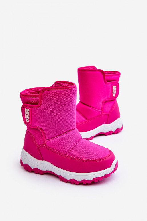 botas de neve aquecidas com fechos adesivos infantil rosa Big Star MM374121