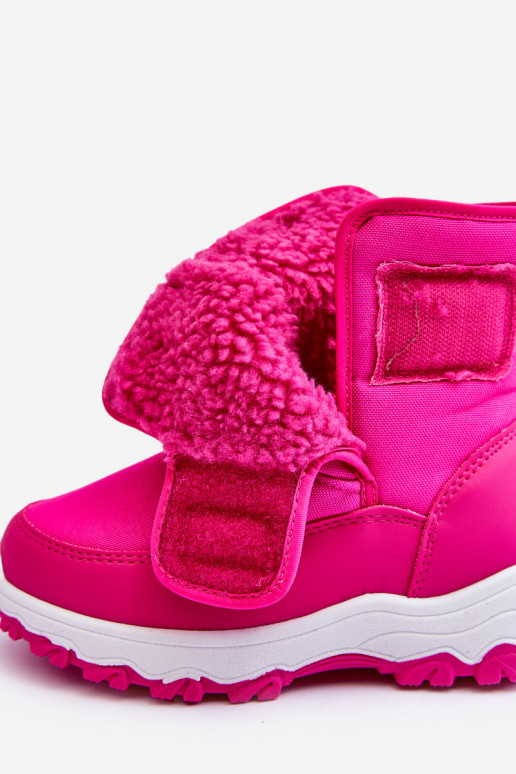 botas de neve aquecidas com fechos adesivos infantil rosa Big Star MM374121