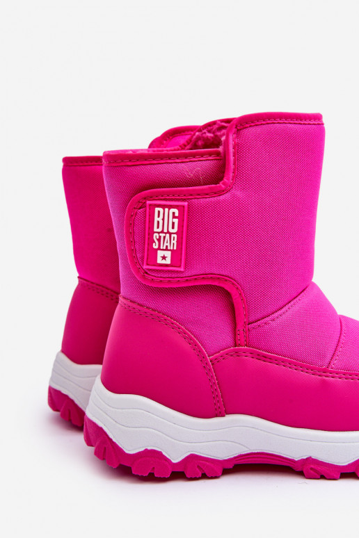 botas de neve aquecidas com fechos adesivos infantil rosa Big Star MM374121
