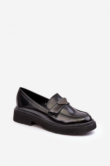 sapatos Mocassins com salto largo na cor preta Venla