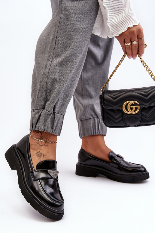 sapatos Mocassins com salto largo na cor preta Venla