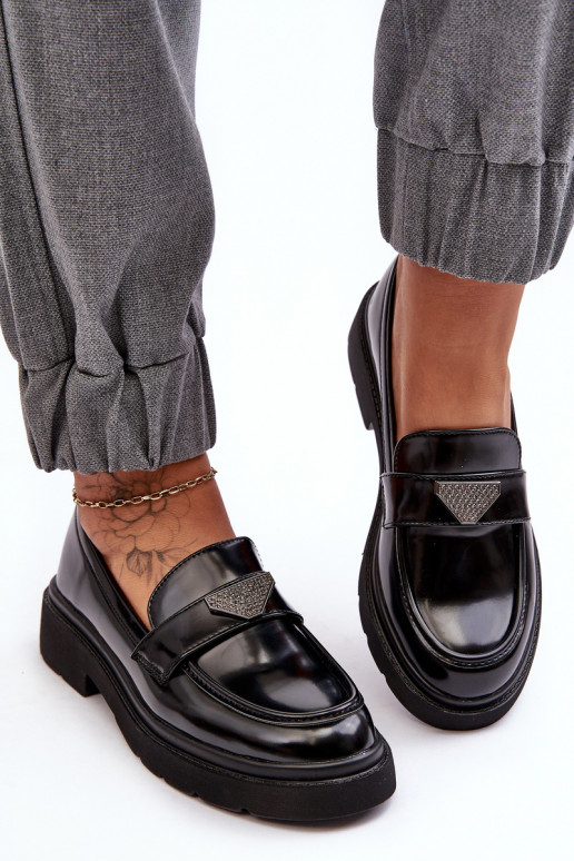 sapatos Mocassins com salto largo na cor preta Venla