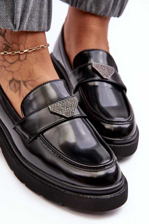 sapatos Mocassins com salto largo na cor preta Venla