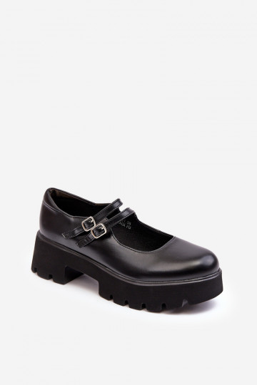 Sapatos pretos de salto baixo Saviwa