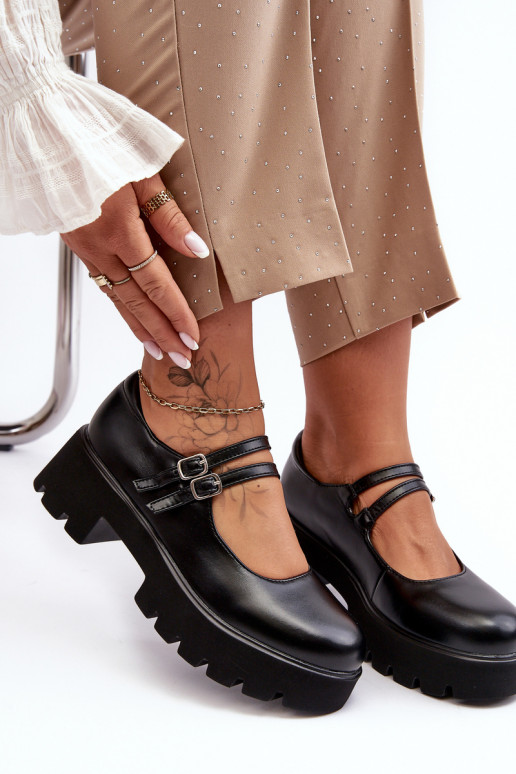 Sapatos pretos de salto baixo Saviwa