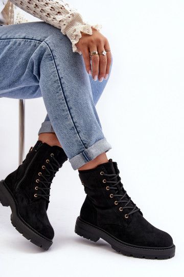 botas com zíper na cor preta Ninsuni 2