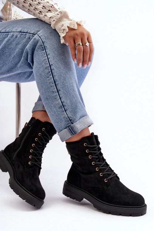 botas com zíper na cor preta Ninsuni