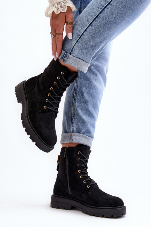 botas com zíper na cor preta Ninsuni