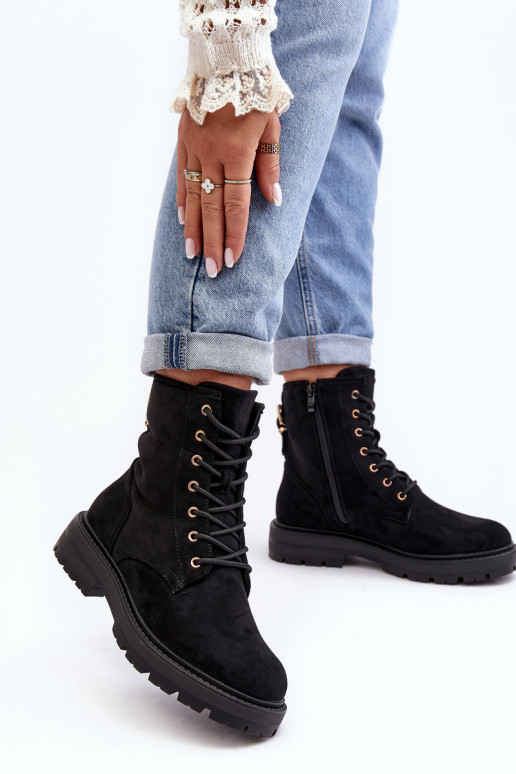 botas com zíper na cor preta Ninsuni