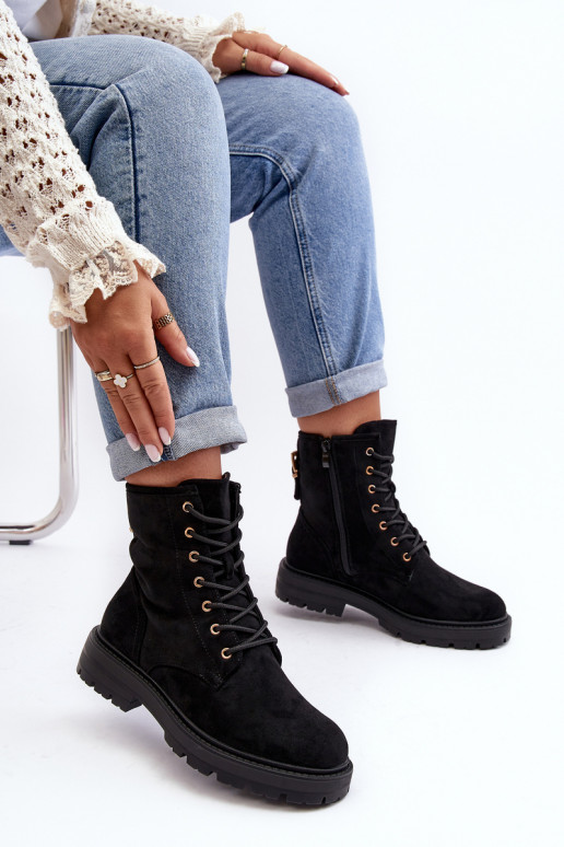 botas com zíper na cor preta Ninsuni