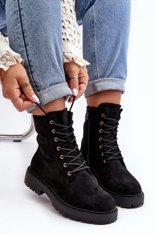 botas com zíper na cor preta Ninsuni