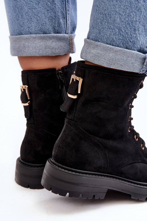 botas com zíper na cor preta Ninsuni
