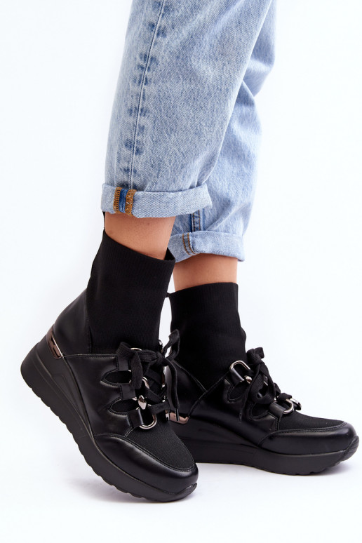 Botas com sola tipo meia na cor preta Helladina