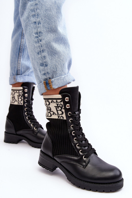 botas com sola tipo meia na cor preta Hakina