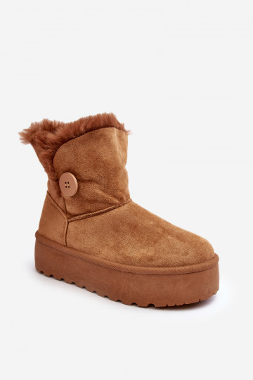 botas de neve com plataforma de pele em marrom Wikasem