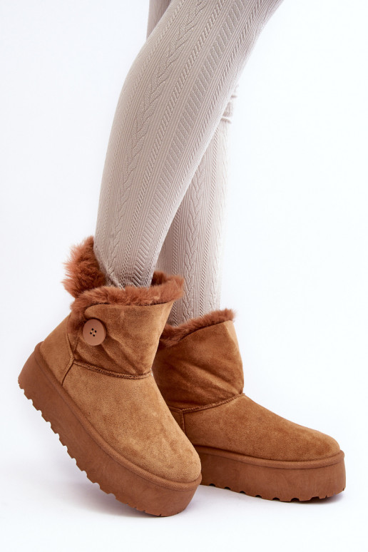 botas de neve com plataforma de pele em marrom Wikasem
