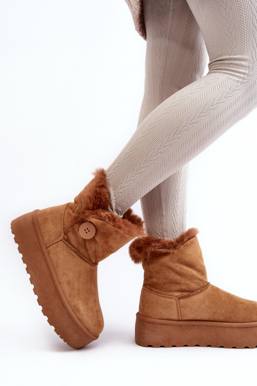 botas de neve com plataforma de pele em marrom Wikasem