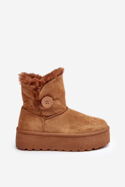 botas de neve com plataforma de pele em marrom Wikasem