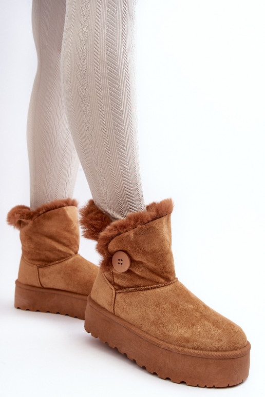 botas de neve com plataforma de pele em marrom Wikasem botas de neve com plataforma de pele em marrom Wikasem