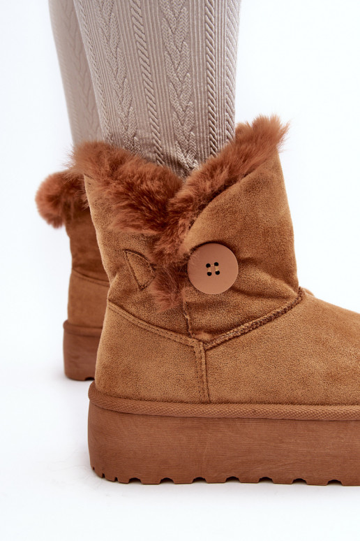 botas de neve com plataforma de pele em marrom Wikasem
