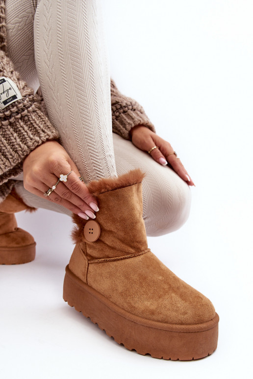 botas de neve com plataforma de pele em marrom Wikasem