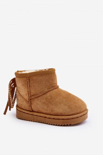 Botas quentes de inverno infantil com franjas na cor marrom Mikyla 2