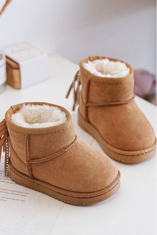 Botas quentes de inverno infantil com franjas na cor marrom Mikyla