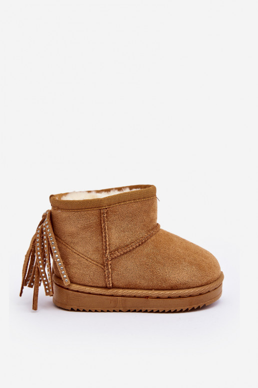 Botas quentes de inverno infantil com franjas na cor marrom Mikyla