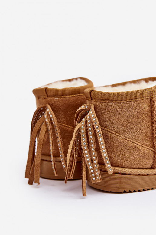 Botas quentes de inverno infantil com franjas na cor marrom Mikyla