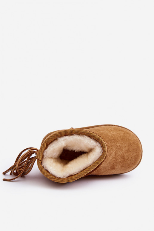 Botas quentes de inverno infantil com franjas na cor marrom Mikyla