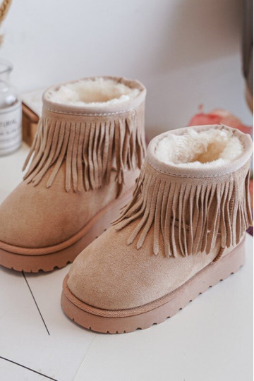 botas de neve aquecidas infantil i Frędzlami bege Nimia 2