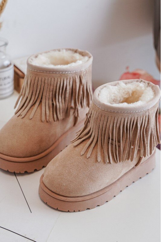 botas de neve aquecidas infantil i Frędzlami bege Nimia