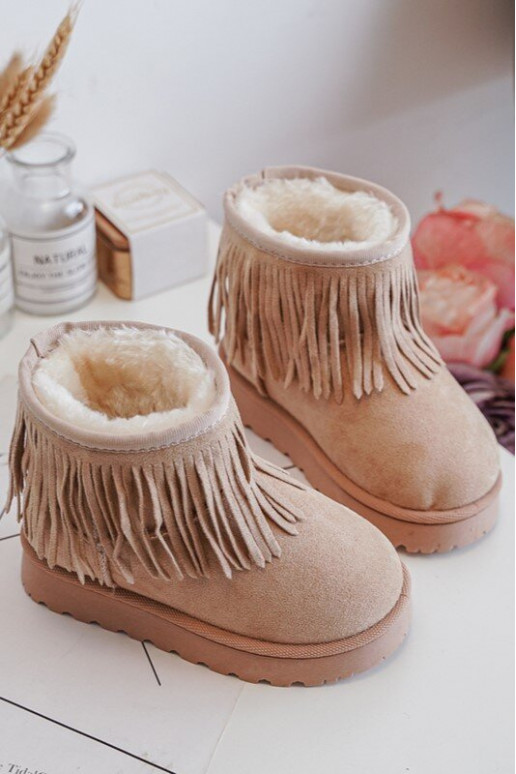 botas de neve aquecidas infantil i Frędzlami bege Nimia