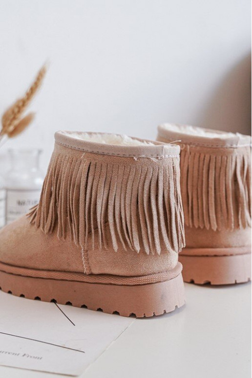 botas de neve aquecidas infantil i Frędzlami bege Nimia