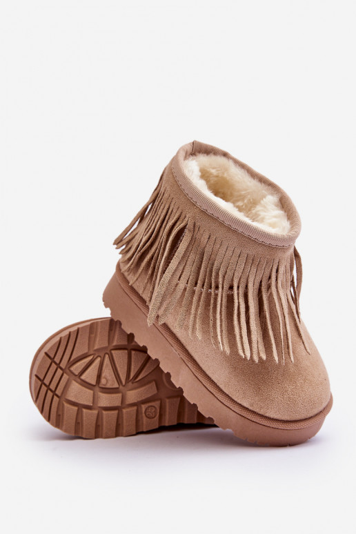 botas de neve aquecidas infantil i Frędzlami bege Nimia