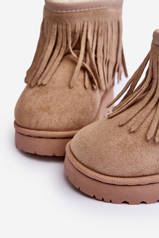 botas de neve aquecidas infantil i Frędzlami bege Nimia