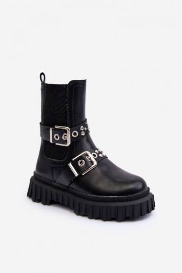 botas estilosas com zíper infantil cor preta Adeneia