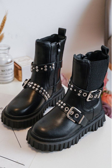 botas estilosas com zíper infantil cor preta Adeneia 2