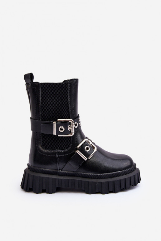 botas estilosas com zíper infantil cor preta Adeneia