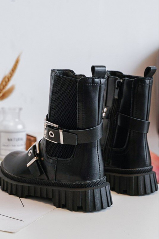 botas estilosas com zíper infantil cor preta Adeneia