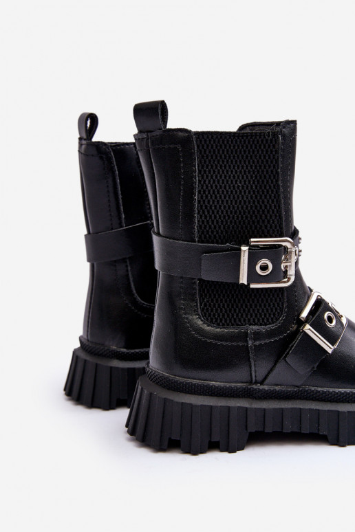 botas estilosas com zíper infantil cor preta Adeneia