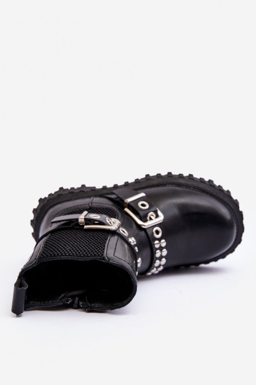 botas estilosas com zíper infantil cor preta Adeneia