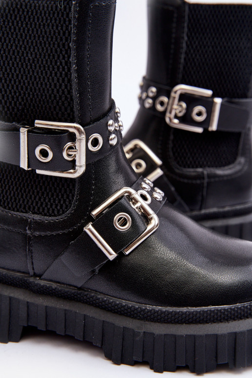 botas estilosas com zíper infantil cor preta Adeneia