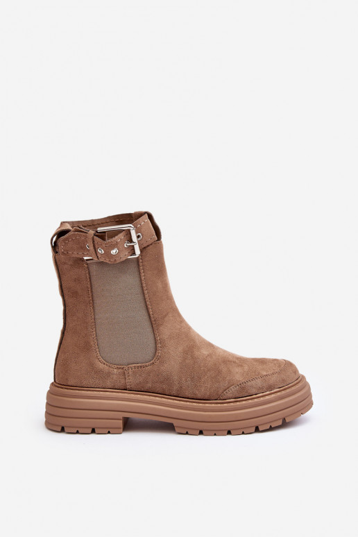 botas elegantes de camurça com sola maciça da moda em Ozaro bege botas elegantes de camurça com sola maciça da moda em Ozaro bege