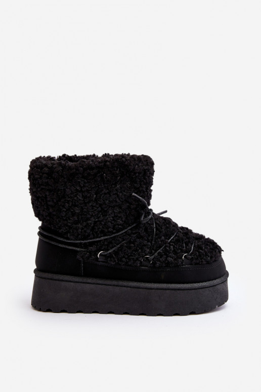 Botas de inverno com atacadores e sola maciça na cor preta Loso Botas de inverno com atacadores e sola maciça na cor preta Loso