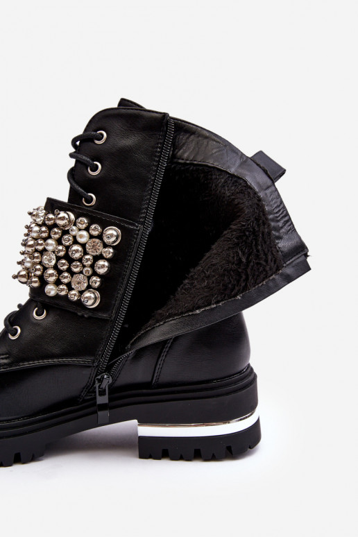 botas aquecidas decoradas em cor preta Lennen