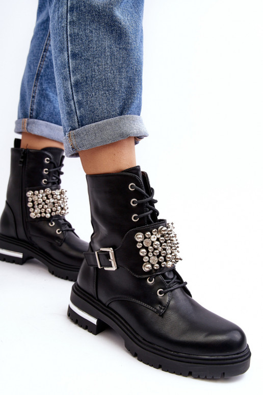 botas aquecidas decoradas em cor preta Lennen