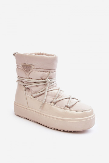 botas de neve com plataforma e detalhes elegantes em Fleure bege