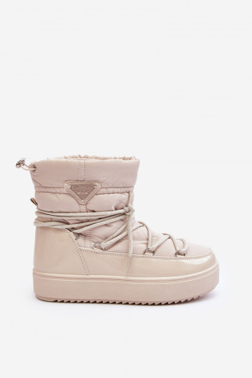 botas de neve com plataforma e detalhes elegantes em Fleure bege 2